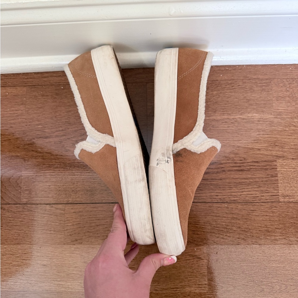 Keds Tan Sherpa Suede Slip-On Sneakers - Picture 7 of 12
